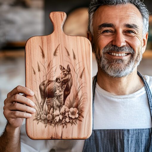 Charcuterie Board Engraving File, Moose and Deer, Rustic