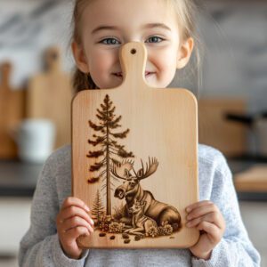 Charcuterie Board Engraving File, Moose and Fawn, Rustic