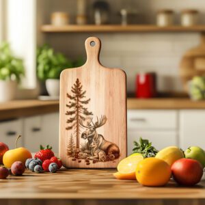 Charcuterie Board Engraving File, Moose and Fawn, Rustic