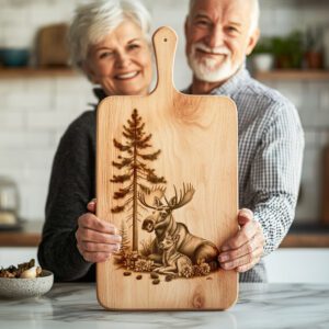 Charcuterie Board Engraving File, Moose and Fawn, Rustic