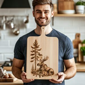 Charcuterie Board Engraving File, Moose and Fawn, Rustic