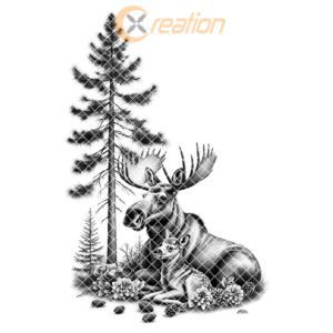 Charcuterie Board Engraving File, Moose and Fawn, Rustic