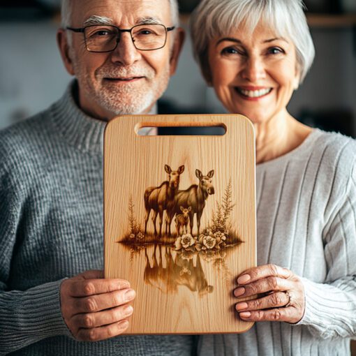 Charcuterie Board Engraving File, Moose Family Water Reflection,