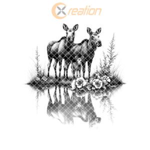 Charcuterie Board Engraving File, Moose Family Water Reflection,