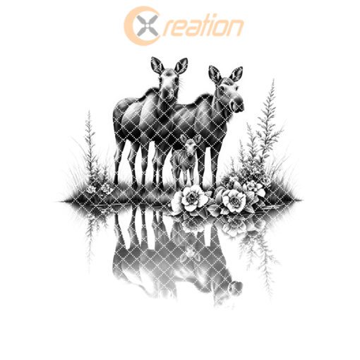 Charcuterie Board Engraving File, Moose Family Water Reflection,