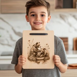 Charcuterie Board Engraving File, Three Bears by Boat,