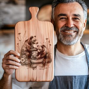Charcuterie Board Engraving File, Three Bears by Boat,