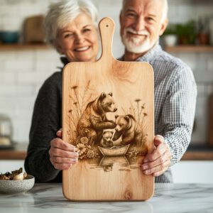 Charcuterie Board Engraving File, Three Bears by Boat,