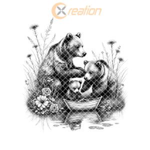 Charcuterie Board Engraving File, Three Bears by Boat,