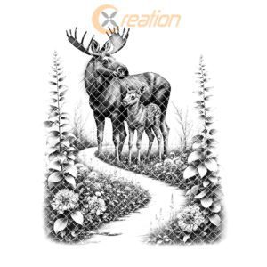 Charcuterie Board Engraving, Moose and Fawn Forest Path,