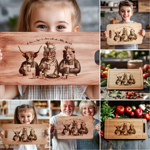Paquete de Grabado Láser para Tabla de Charcutería, Diseños Divertidos de Animales para Barbacoa, Decoración de Cocina - Imagen 3
