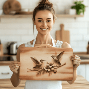 Charcuterie Board Laser Engraving File, 3D Hummingbird Design,