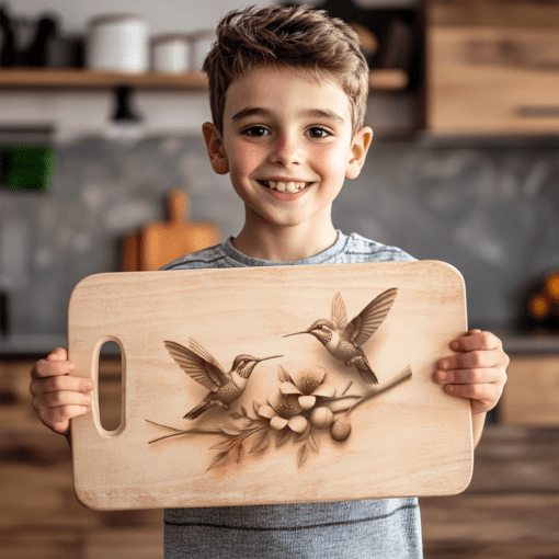 Charcuterie Board Laser Engraving File, 3D Hummingbird Design,