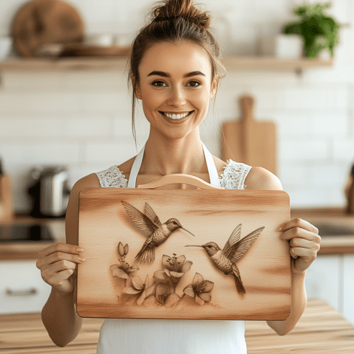 Charcuterie Board Laser Engraving File, 3D Hummingbird Design,
