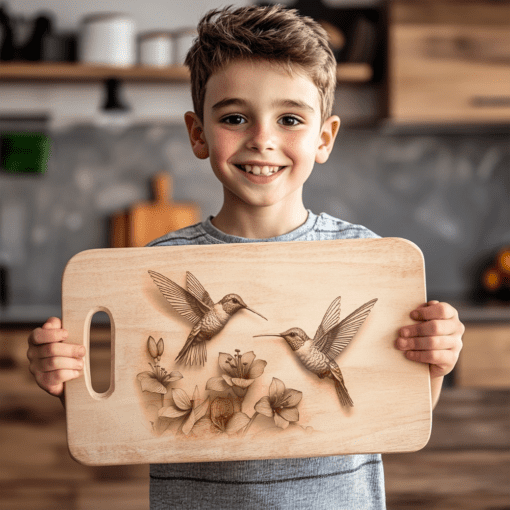 Charcuterie Board Laser Engraving File, 3D Hummingbird Design,