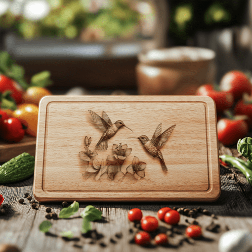 Charcuterie Board Laser Engraving File, 3D Hummingbird Design,