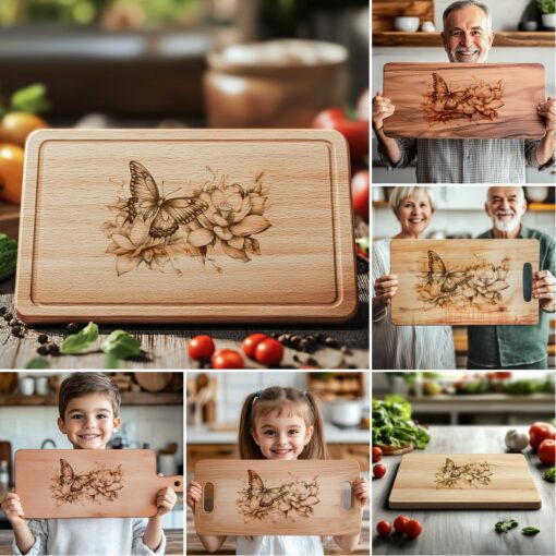 Fichier de gravure laser pour planche à charcuterie, Illusion d'animal en 3D, Décoration artistique pour la cuisine – Image 2