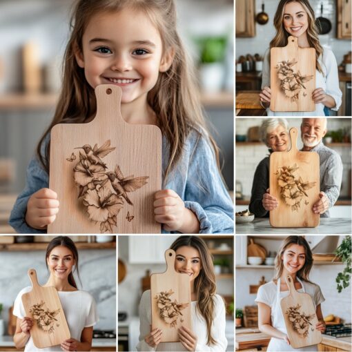 Fichier de gravure laser pour planche à charcuterie, Illusion d'animal en 3D, Décoration artistique pour la cuisine – Image 4