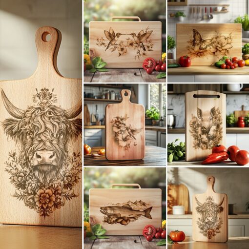 Charcuterie Board Laser Engraving File, Animal 3D Illusion,