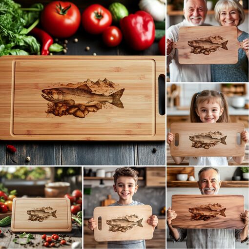 Fichier de gravure laser pour planche à charcuterie, Illusion d'animal en 3D, Décoration artistique pour la cuisine – Image 7