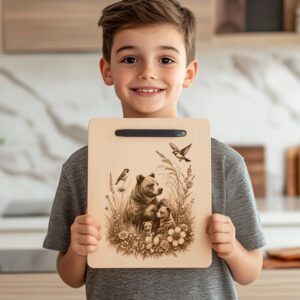 Charcuterie Board Laser Engraving File, Bear Family, Woodland