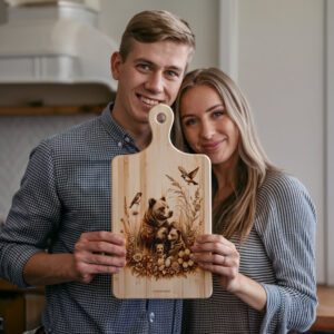 Charcuterie Board Laser Engraving File, Bear Family, Woodland