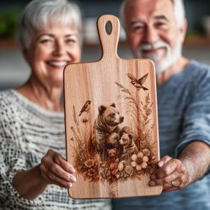 Charcuterie Board Laser Engraving File, Bear Family, Woodland