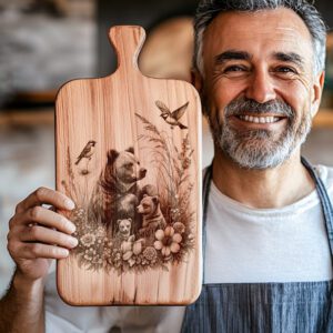 Charcuterie Board Laser Engraving File, Bear Family, Woodland