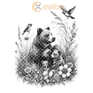 Charcuterie Board Laser Engraving File, Bear Family, Woodland