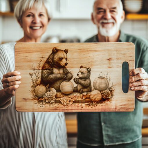 Charcuterie Board Laser Engraving File, Bear Lantern Kitchen