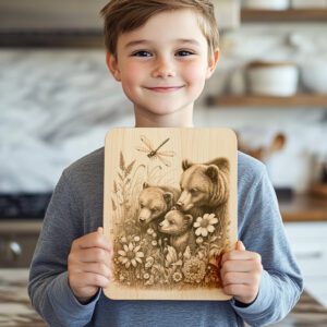 Charcuterie Board Laser Engraving File, Bears in Field,