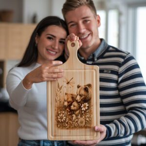 Charcuterie Board Laser Engraving File, Bears in Field,