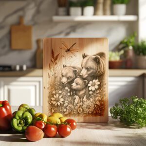 Charcuterie Board Laser Engraving File, Bears in Field,