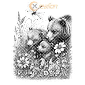 Charcuterie Board Laser Engraving File, Bears in Field,