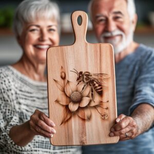 Charcuterie Board Laser Engraving File, Bee and Flower