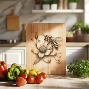Charcuterie Board Laser Engraving File, Bee and Flower