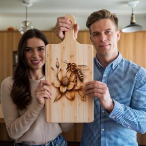 Charcuterie Board Laser Engraving File, Bee and Flower