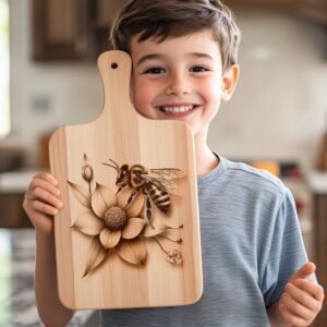 Charcuterie Board Laser Engraving File, Bee and Flower