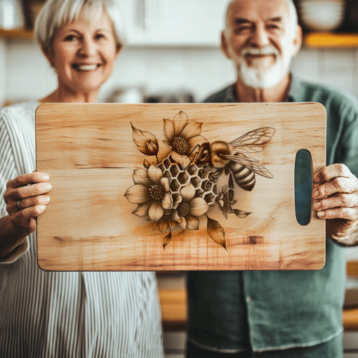 Charcuterie Board Laser Engraving File, Bee and Flower
