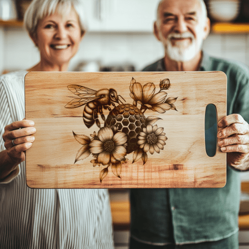 Charcuterie Board Laser Engraving File, Bee Honeycomb Floral