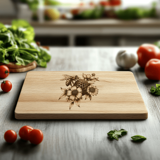 Charcuterie Board Laser Engraving File, Bee Honeycomb Floral