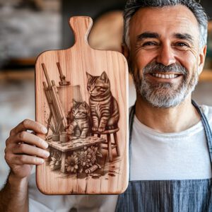 Charcuterie Board Laser Engraving File, Cat Family Art