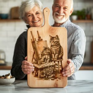 Charcuterie Board Laser Engraving File, Cat Family Art