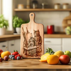 Charcuterie Board Laser Engraving File, Cat Family Art