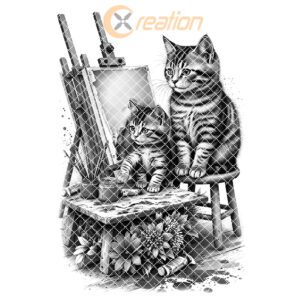 Charcuterie Board Laser Engraving File, Cat Family Art