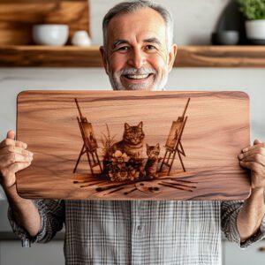 Charcuterie Board Laser Engraving File, Cat Family Art,