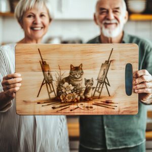 Charcuterie Board Laser Engraving File, Cat Family Art,