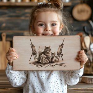 Charcuterie Board Laser Engraving File, Cat Family Art,