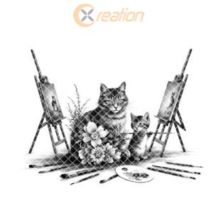 Charcuterie Board Laser Engraving File, Cat Family Art,