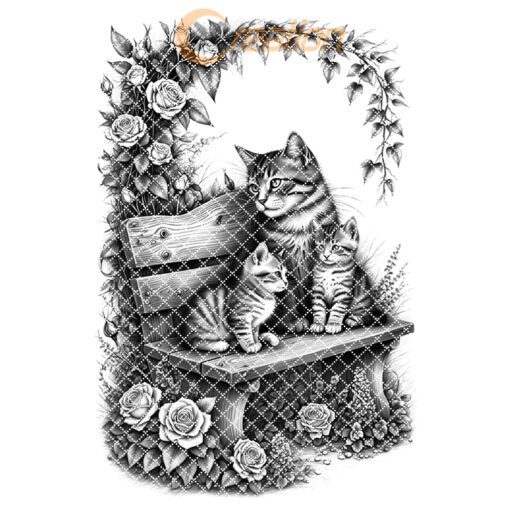 Charcuterie Board Laser Engraving File, Cat Family Bench